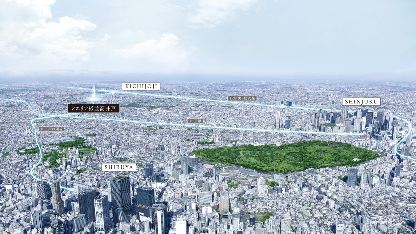 シエリア杉並高井戸 立地マップ 渋谷・吉祥寺・新宿へのアクセス